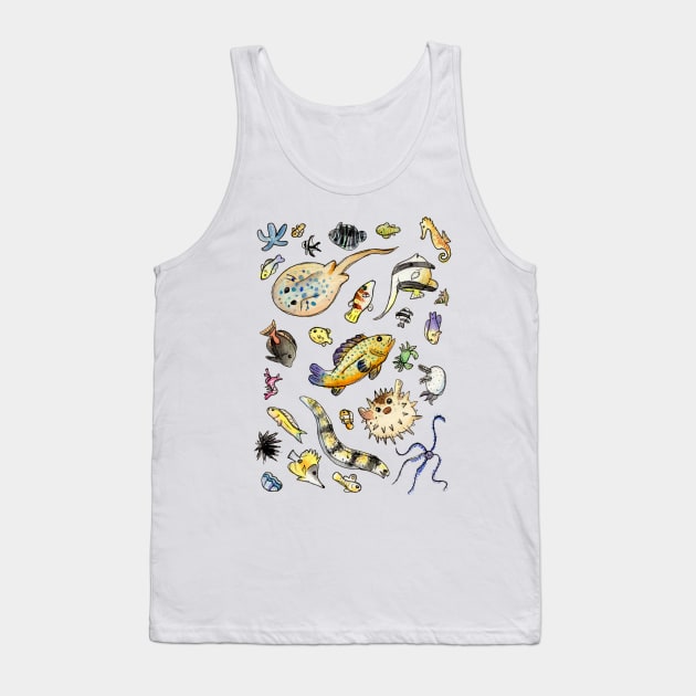 Saltwater fish friends in watercolor Tank Top by narwhalwall